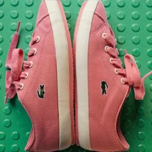 Lacoste Womens Pink Canvas Sneakers Sz 8 LIKE NEW!